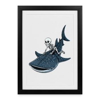 Skeleton on whale shark Rhincodon - Framed poster (27 × 37 cm) - black - Front