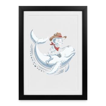 Crâne de cow-boy sur béluga - Affiche encadrée (27 × 37 cm) - noir - Devant