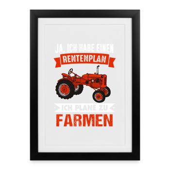 Plan de retraite Fermes Cadeau Pension Pension Adieu - Affiche encadrée (27 × 37 cm) - noir - Devant