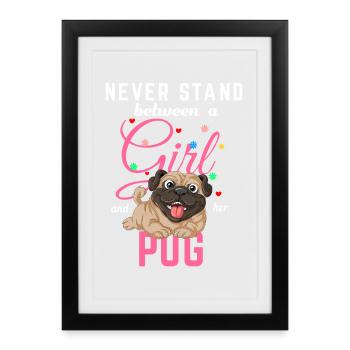 Girl and Her Pug - Framed poster (27 × 37 cm) - black - Front