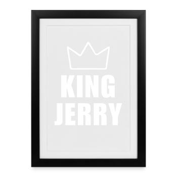 Jerry Name avec lettre J - Chemise King Crown - Affiche encadrée (27 × 37 cm) - noir - Devant