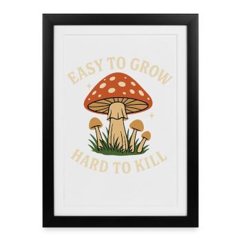 Motif champignon : facile à planter, difficile à tuer - Affiche encadrée (27 × 37 cm) - noir - Devant