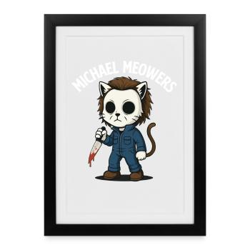 Michael Meowers Spooky Halloween Cat Parody - Framed poster (27 × 37 cm) - black - Front