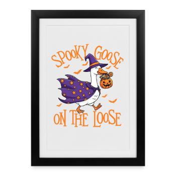 Spooky Goose On The Loose Halloween Humour - Affiche encadrée (27 × 37 cm) - noir - Devant