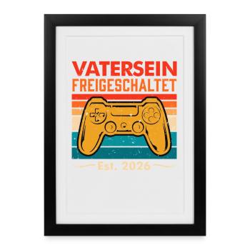 PAPA EN DEVENIR LA PATERNITÉ DÉBLOQUÉE 2026 - Affiche encadrée (27 × 37 cm) - noir - Devant