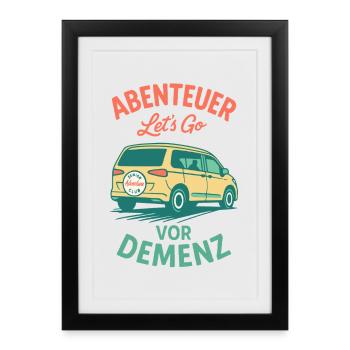 Senior Humour Aventure Avant Démence Camping Camper - Affiche encadrée (27 × 37 cm) - noir - Devant