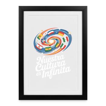 Nuestra Cultura Es Infinita Latino Culture - Affiche encadrée (27 × 37 cm) - noir - Devant