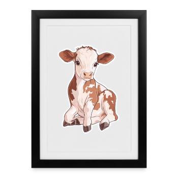 Vache - Affiche encadrée (27 × 37 cm) - noir - Devant