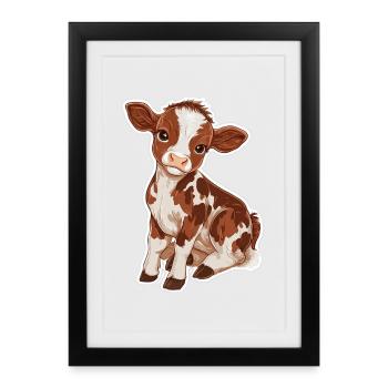 Vache - Affiche encadrée (27 × 37 cm) - noir - Devant
