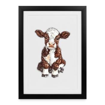 Vache - Affiche encadrée (27 × 37 cm) - noir - Devant