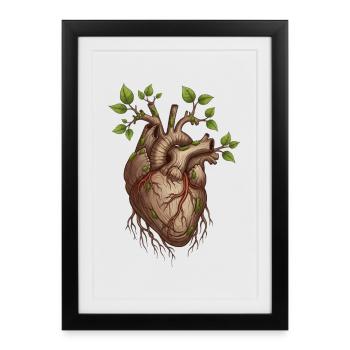 Cœur d’arbre vivant - Affiche encadrée (27 × 37 cm) - noir - Devant