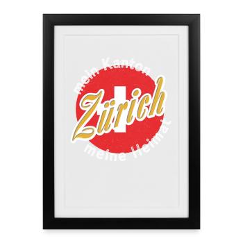 Mon pays natal Zuarich cadeau - Affiche encadrée (27 × 37 cm) - noir - Devant