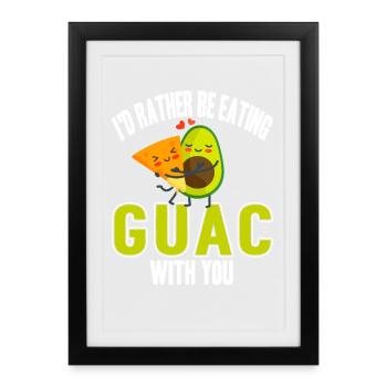 Propulsé par Guacamole Snack Funny Foodie Humour - Affiche encadrée (27 × 37 cm) - noir - Devant