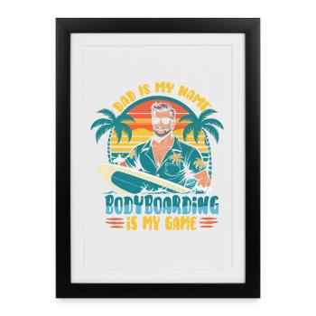Bodyboard Père Bodyboarder - Affiche encadrée (27 × 37 cm) - noir - Devant