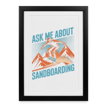 Posez-moi des questions sur mon sandboard d’été - Affiche encadrée (27 × 37 cm) - noir - Devant