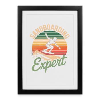  Retro Sunset Sandboarder Expert Summer - Gerahmtes Poster (27 × 37 cm) - Schwarz - Vorne