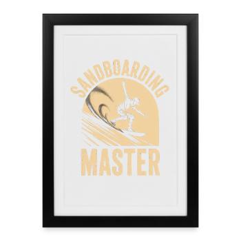 Sandboarder Master Vintage Summer Sandboarding - Affiche encadrée (27 × 37 cm) - noir - Devant