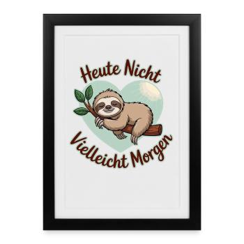 Not today maybe tomorrow sloth heart - Framed poster (27 × 37 cm) - black - Front