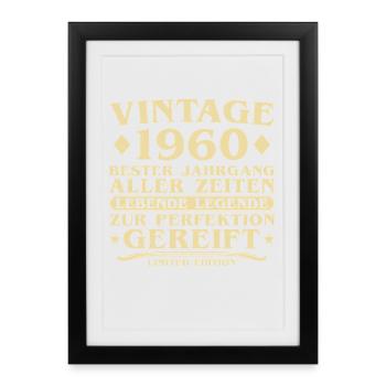 Vintage 1960's Vintage Born 65 Years - Framed poster (27 × 37 cm) - black - Front