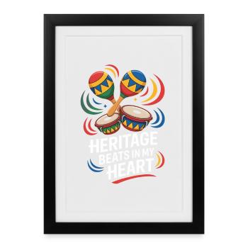 L’héritage bat dans mon cœur Culture des percussions latines - Affiche encadrée (27 × 37 cm) - noir - Devant