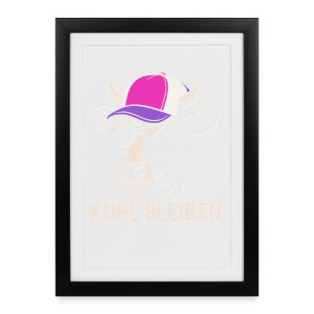 Tête de vache décontractée avec casquette et lunettes de soleil - Affiche encadrée (27 × 37 cm) - noir - Devant