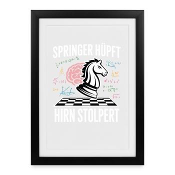 Knight Hops Brain Stumbles Chess Chess Pieces - Framed poster (27 × 37 cm) - black - Front