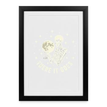 Skull and Moon Motif with Saying - Framed poster (27 × 37 cm) - black - Front