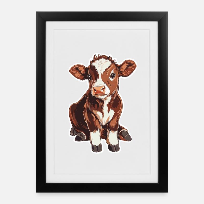Vache - Affiche encadrée (27 × 37 cm) - noir