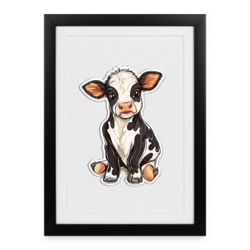 Vache - Affiche encadrée (27 × 37 cm) - noir - Devant