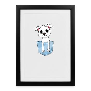Cute puppy in pocket - Framed poster (27 × 37 cm) - black - Front