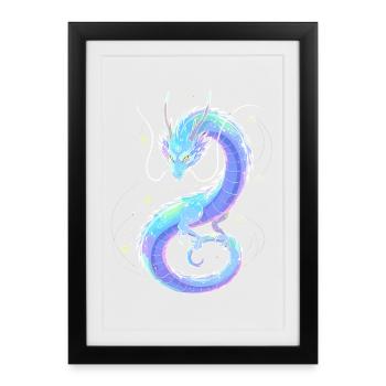 Dragon d’Éther Mystique | Tisserand d’âmes - Affiche encadrée (27 × 37 cm) - noir - Devant