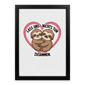Let's do nothing together sloths - Framed poster (27 × 37 cm) - black - Front