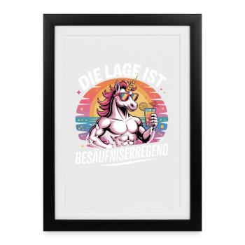 The location is drunken, unicorn party motif - Framed poster (27 × 37 cm) - black - Front