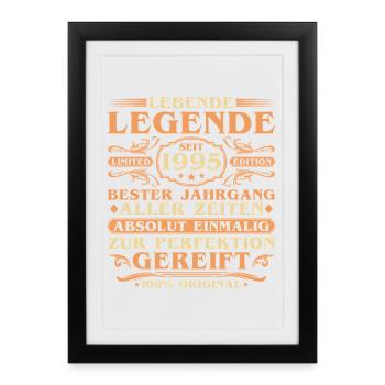 30ème anniversaire Né Millésime 1995 - Affiche encadrée (27 × 37 cm) - noir - Devant
