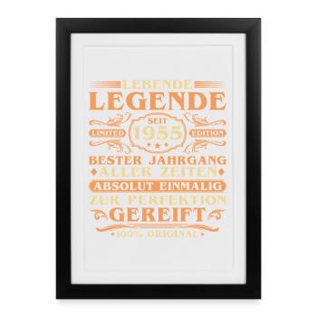 70e anniversaire Né en 1955 Millésime - Affiche encadrée (27 × 37 cm) - noir - Devant