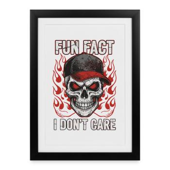 Skull with baseball cap and fire design - Framed poster (27 × 37 cm) - black - Front