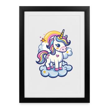 Magical Unicorn Dream with Rainbow - Framed poster (27 × 37 cm) - black - Front