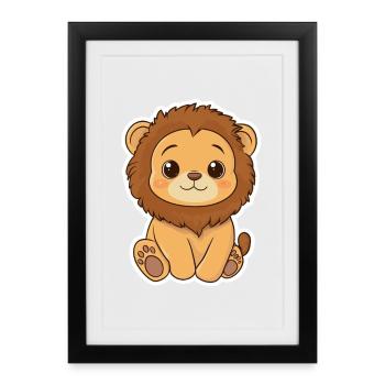 Lion - Affiche encadrée (27 × 37 cm) - noir - Devant