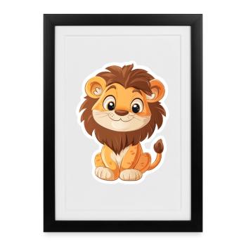Lion - Affiche encadrée (27 × 37 cm) - noir - Devant