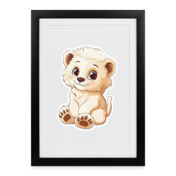Lion - Affiche encadrée (27 × 37 cm) - noir - Devant
