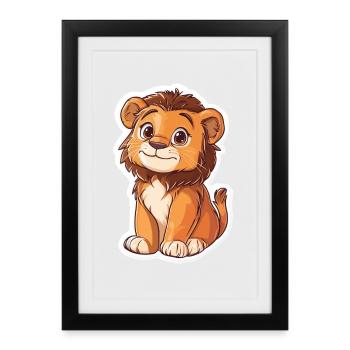 Lion - Affiche encadrée (27 × 37 cm) - noir - Devant