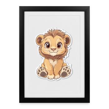 Lion - Affiche encadrée (27 × 37 cm) - noir - Devant