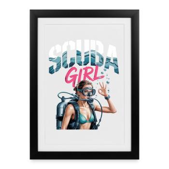 Scuba Girl Diver Design - Framed poster (27 × 37 cm) - black - Front