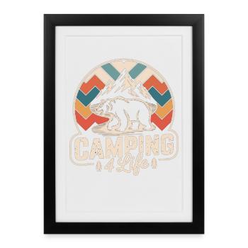 Chemise de camping aventure avec motif ours - Affiche encadrée (27 × 37 cm) - noir - Devant