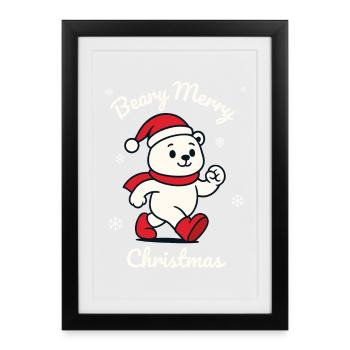 Cute Polar Bear - Christmas Pun - Framed poster (27 × 37 cm) - black - Front