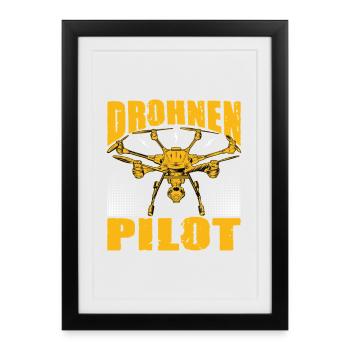 Drone Pilot Gift Drone Men Birthday - Framed poster (27 × 37 cm) - black - Front