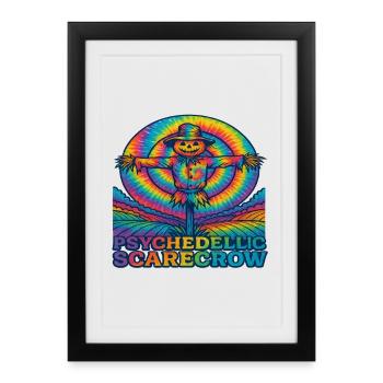 Épouvantail psychédélique Festival EDM trippy - Affiche encadrée (27 × 37 cm) - noir - Devant