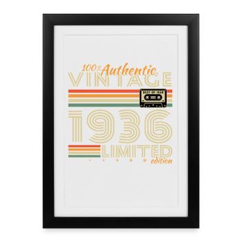 Original 1936 Vintage Vintage Anniversaire Rétro - Affiche encadrée (27 × 37 cm) - noir - Devant