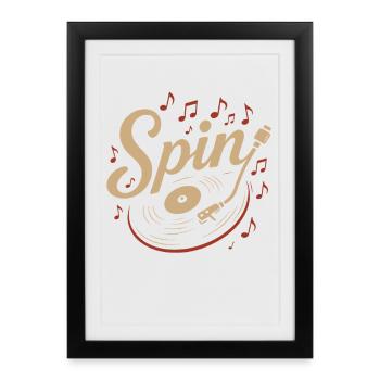 Spin Vinyl Record Music Lovers Retro Vibe - Framed poster (27 × 37 cm) - black - Front