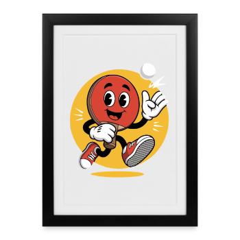 Conception de dessin animé de tennis de table - Affiche encadrée (27 × 37 cm) - noir - Devant
